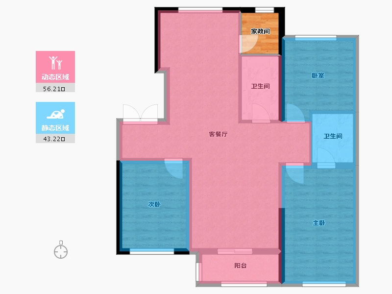 辽宁省-葫芦岛市-晟宇天玺-92.45-户型库-动静分区