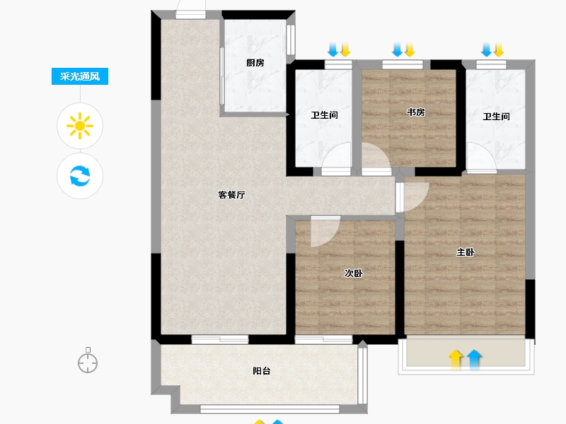 安徽省-宿州市-华达·东城壹号-82.40-户型库-采光通风