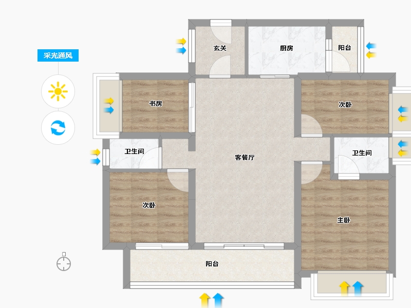 广东省-汕尾市-时代中国时代水岸·海丰-80.00-户型库-采光通风