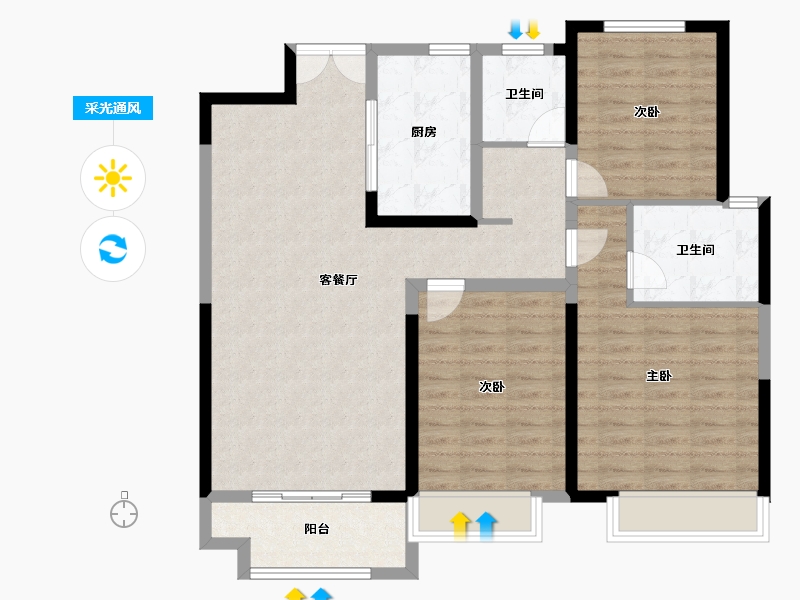 河南省-商丘市-中冠·悦景湾-103.13-户型库-采光通风