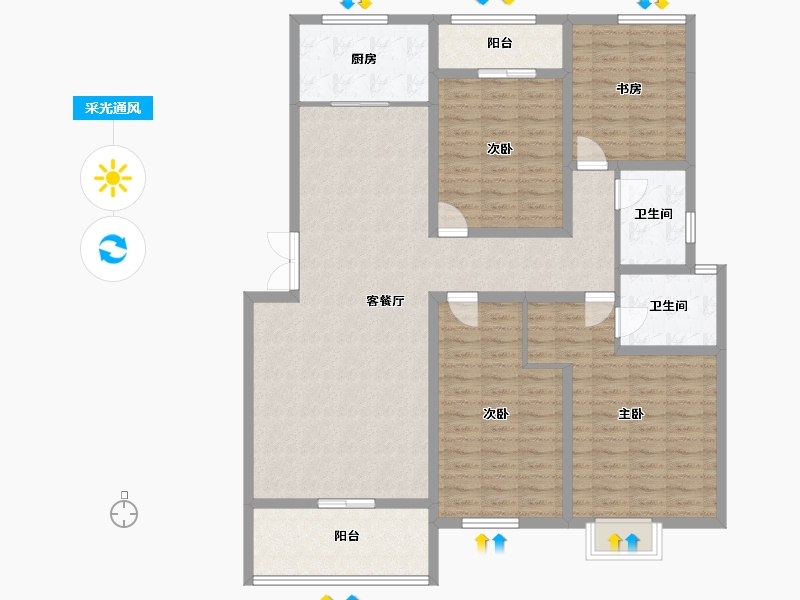 山西省-运城市-金鑫·滨湖一号-138.42-户型库-采光通风