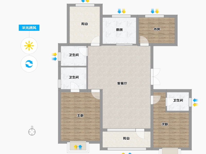 吉林省-吉林市-盈胜春晓-111.98-户型库-采光通风