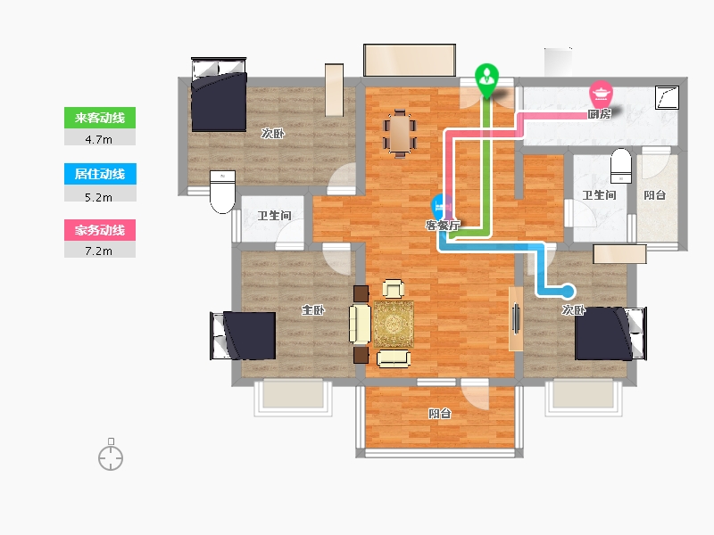 湖北省-咸宁市-港森梅园豪庭-99.89-户型库-动静线