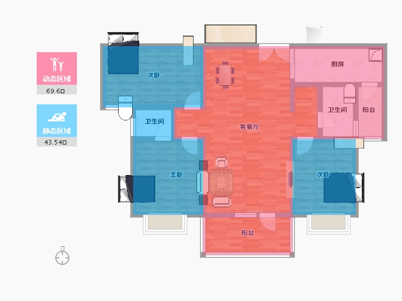 湖北省-咸宁市-港森梅园豪庭-99.89-户型库-动静分区