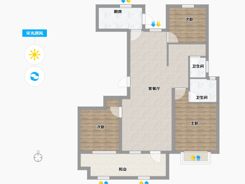 山东省-临沂市-掌舵龙湖-103.68-户型库-采光通风