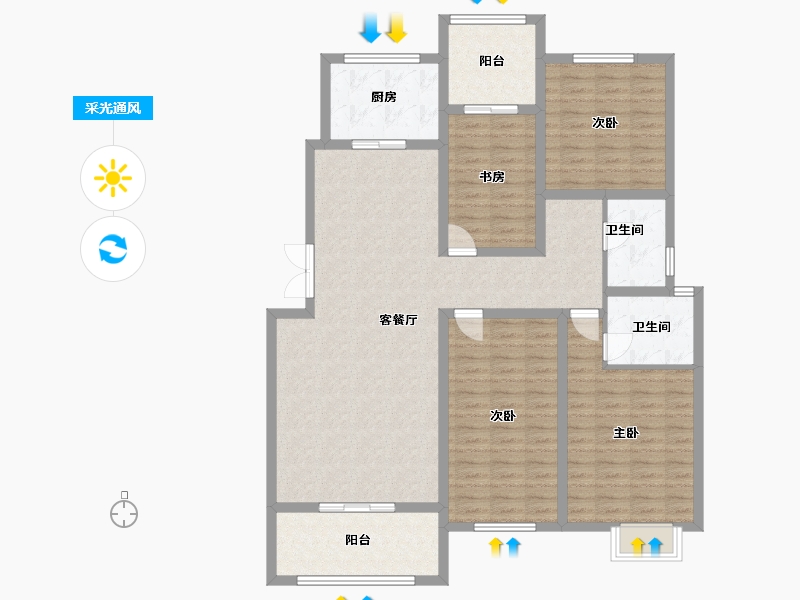 山西省-运城市-金鑫·滨湖一号-135.89-户型库-采光通风