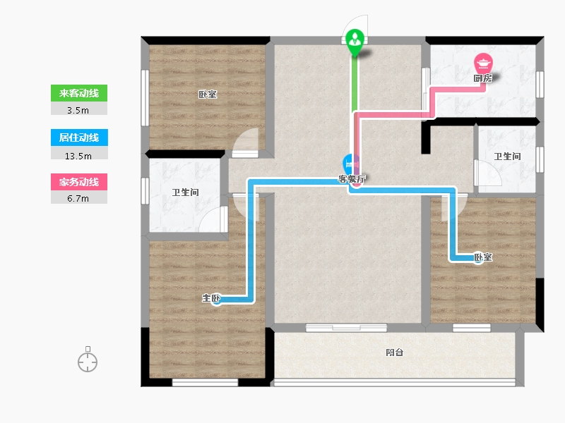 湖南省-怀化市-大美华园-105.90-户型库-动静线