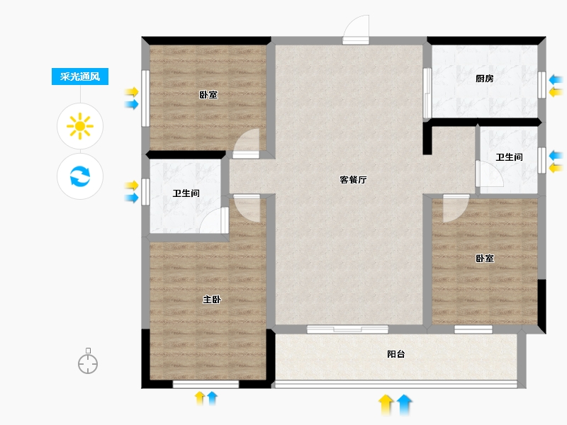 湖南省-怀化市-大美华园-105.90-户型库-采光通风