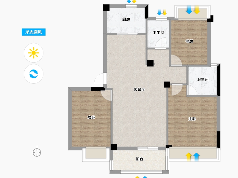 安徽省-宿州市-嘉泰·龙城壹号·爱丁堡-86.15-户型库-采光通风