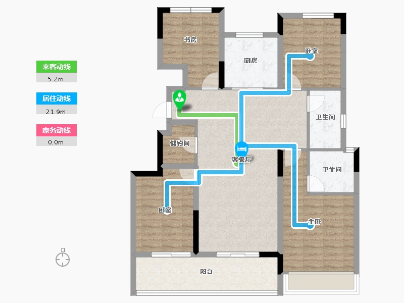 浙江省-杭州市-明石东潮府住宅-107.57-户型库-动静线