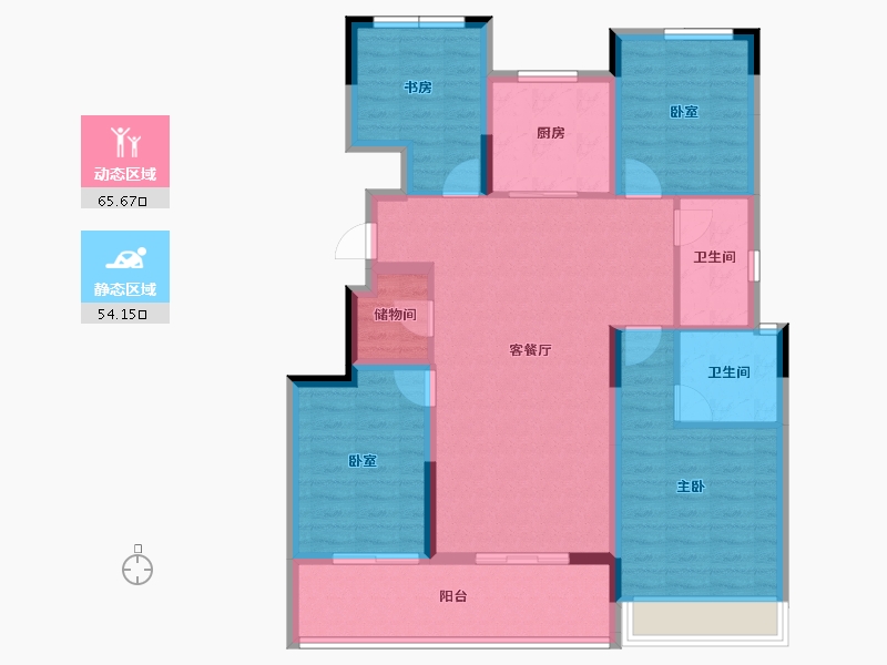 浙江省-杭州市-明石东潮府住宅-107.57-户型库-动静分区