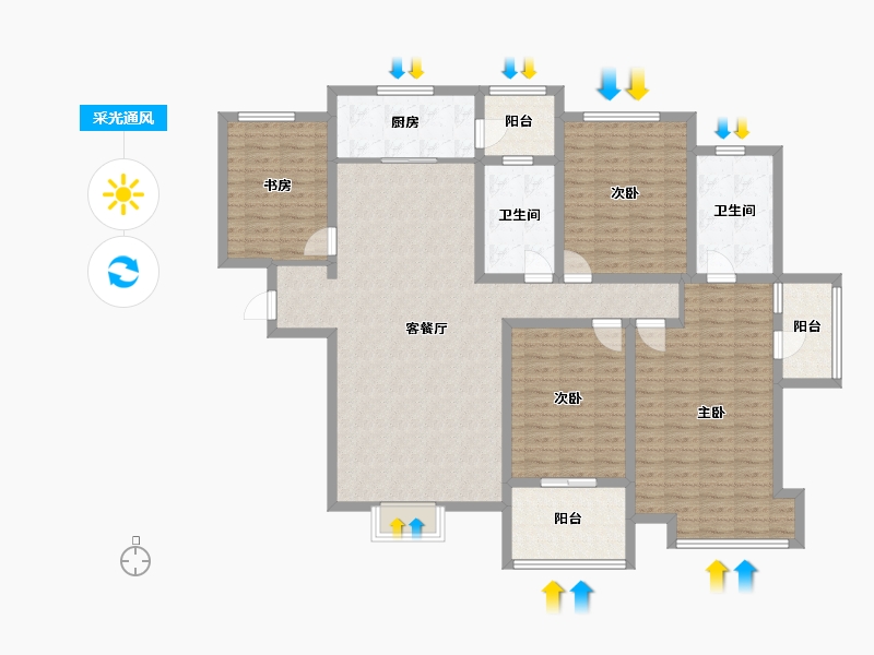 山西省-运城市-金鑫·滨湖一号-145.54-户型库-采光通风