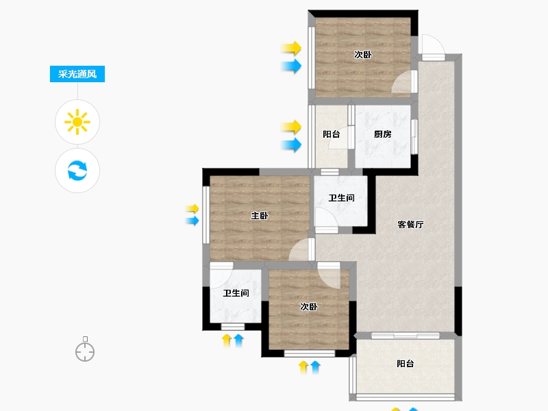 四川省-宜宾市-阳光森林城市·东方府-71.17-户型库-采光通风