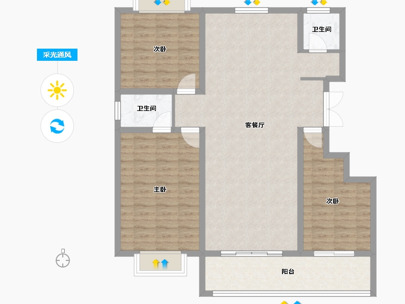 陕西省-汉中市-牧河明珠-104.43-户型库-采光通风