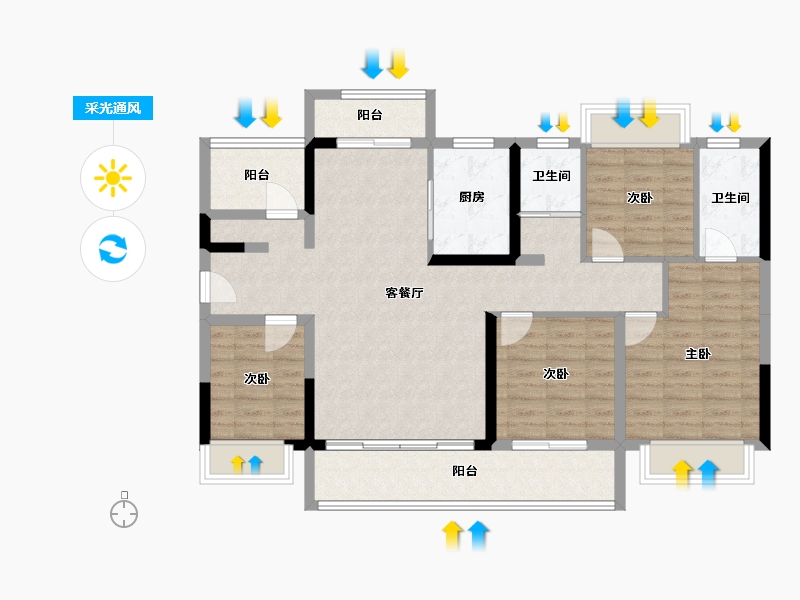 广东省-河源市-碧桂园凤凰台-106.31-户型库-采光通风