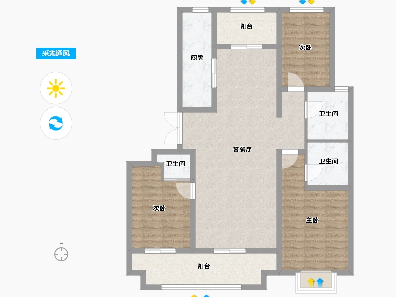 河北省-衡水市-汉王府-102.35-户型库-采光通风