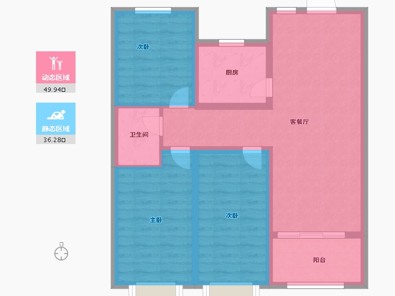 河北省-邯郸市-荣科兴苑-76.61-户型库-动静分区