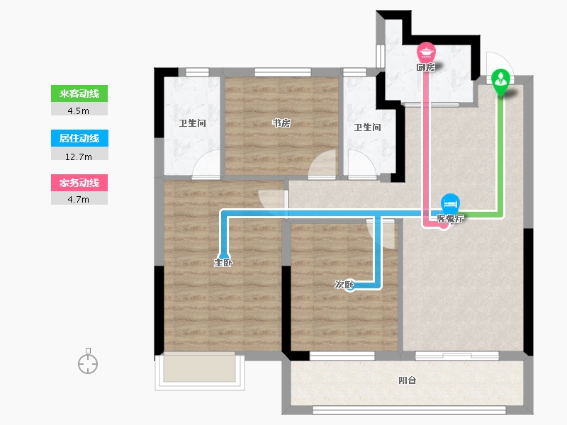 福建省-宁德市-宏地·滨江印公馆-83.14-户型库-动静线