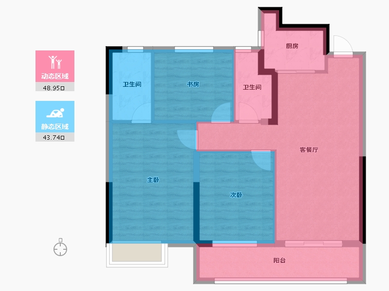 福建省-宁德市-宏地·滨江印公馆-83.14-户型库-动静分区