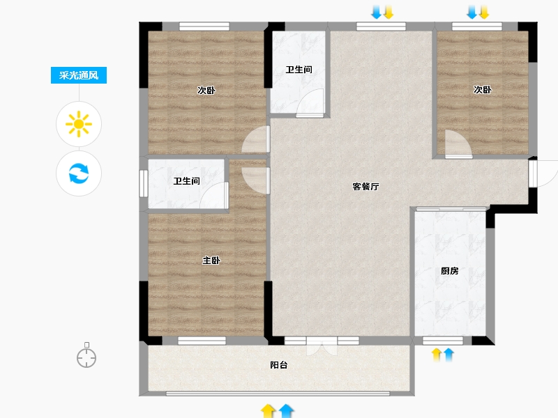 湖北省-宜昌市-华强·凤凰城-99.97-户型库-采光通风