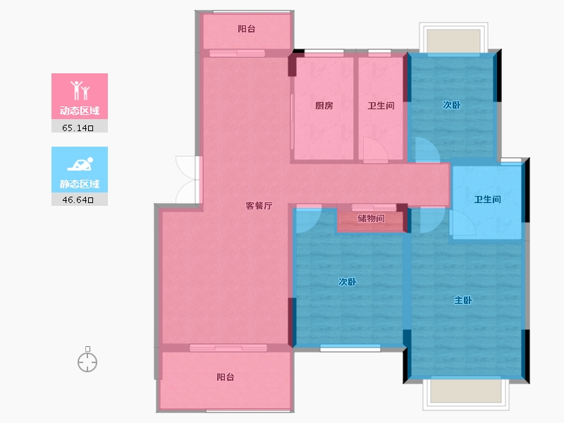 江西省-吉安市-德隆•世纪城-100.93-户型库-动静分区