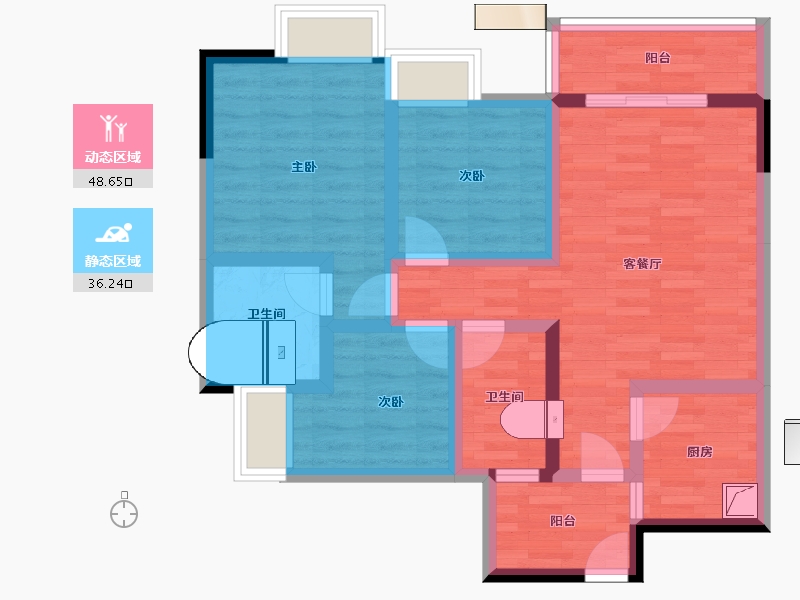 广东省-广州市-珠江壹城国际城-73.13-户型库-动静分区