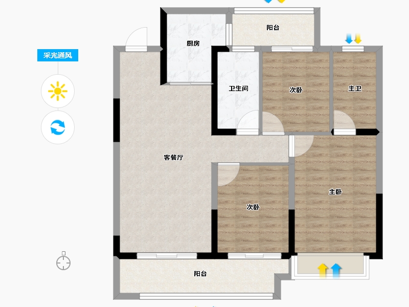 河南省-商丘市-雅居乐蘭台府-100.00-户型库-采光通风