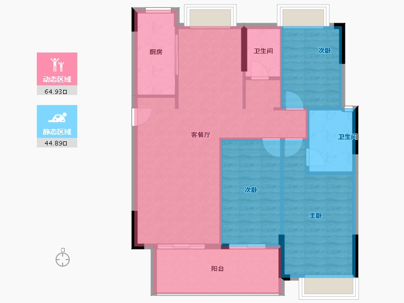 江西省-吉安市-华宇·燕京府-100.67-户型库-动静分区