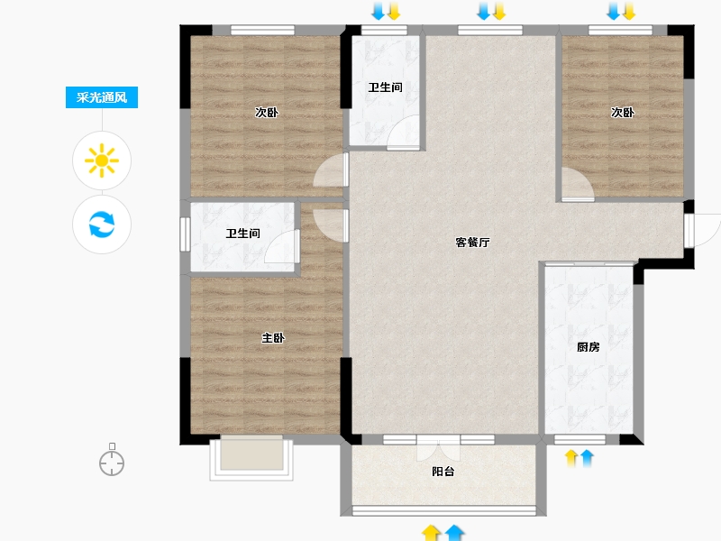 湖北省-宜昌市-华强·凤凰城-108.32-户型库-采光通风