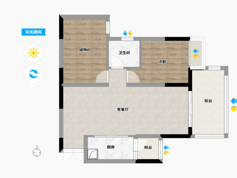 重庆-重庆市-九里峰景-68.00-户型库-采光通风