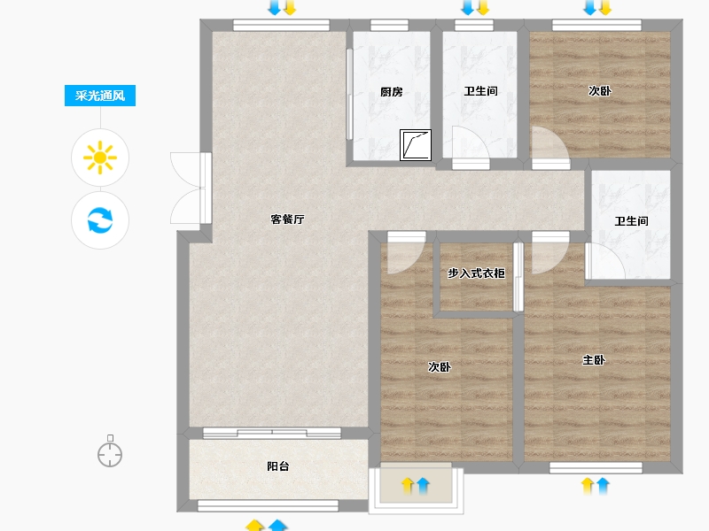 河北省-保定市-药都新城-107.00-户型库-采光通风