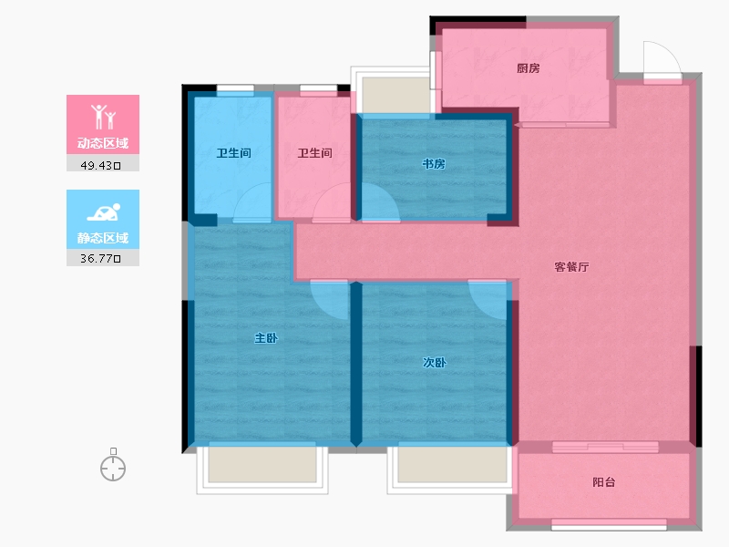 福建省-宁德市-宏地君悦公馆-76.67-户型库-动静分区