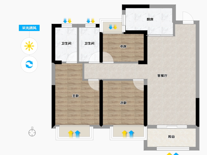 福建省-宁德市-宏地君悦公馆-76.67-户型库-采光通风