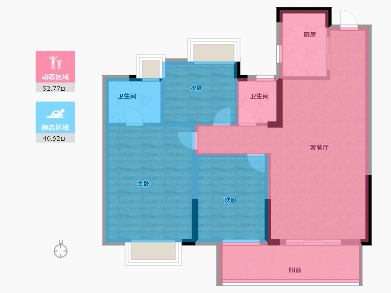 江西省-吉安市-中梁碧桂园·鹿鸣府-84.00-户型库-动静分区