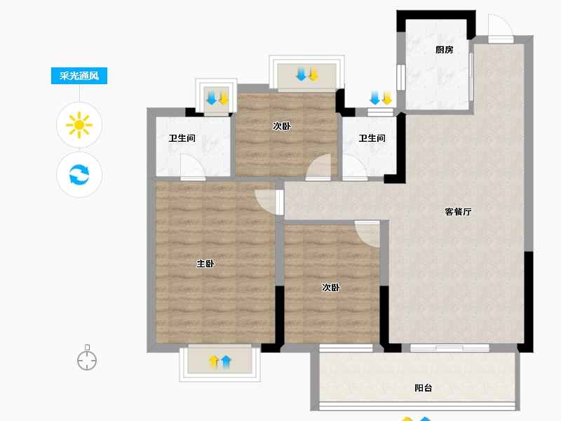 江西省-吉安市-中梁碧桂园·鹿鸣府-84.00-户型库-采光通风