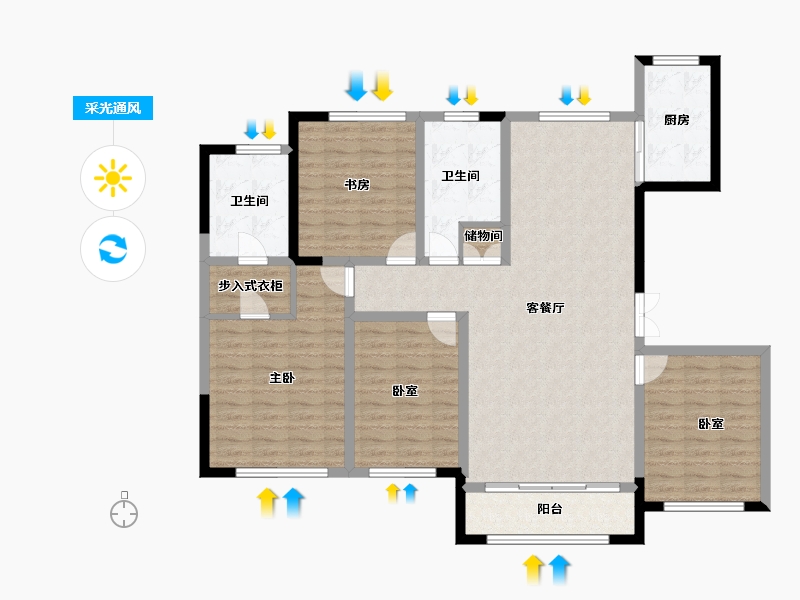 内蒙古自治区-呼和浩特市-至诚金融世家-125.37-户型库-采光通风