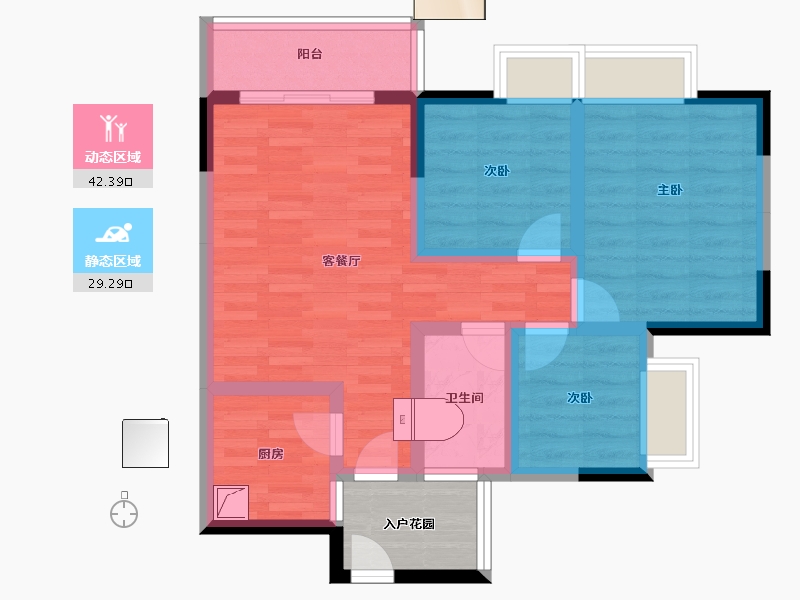 广东省-广州市-珠江壹城国际城-66.41-户型库-动静分区