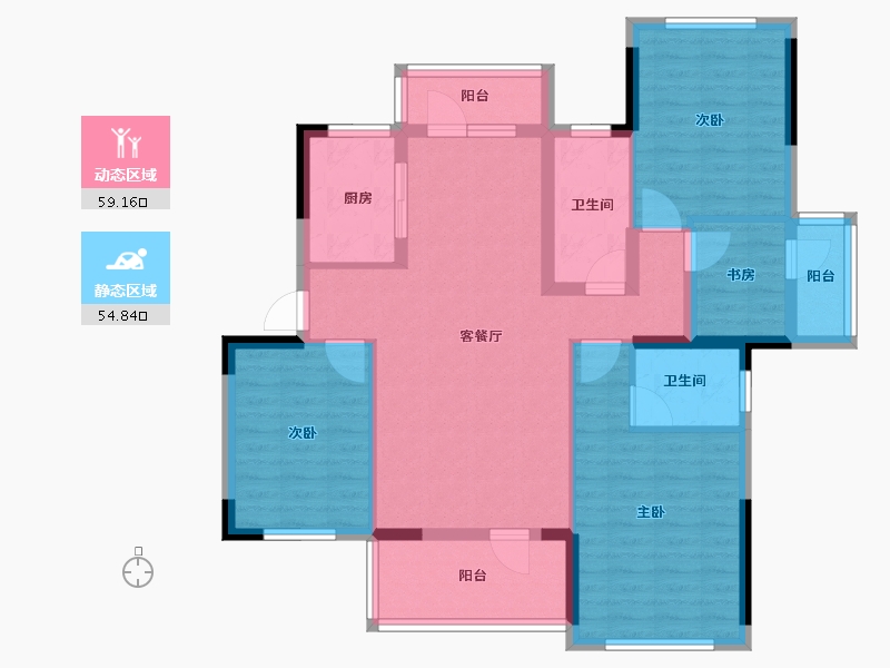 湖北省-咸宁市-鹏成·翰林府-101.41-户型库-动静分区