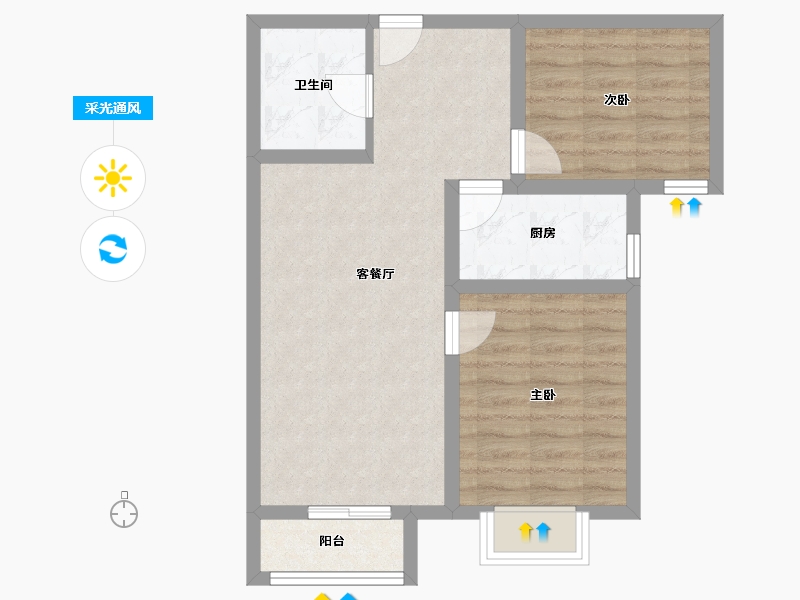 河北省-廊坊市-春城绿景兰亭苑-61.24-户型库-采光通风