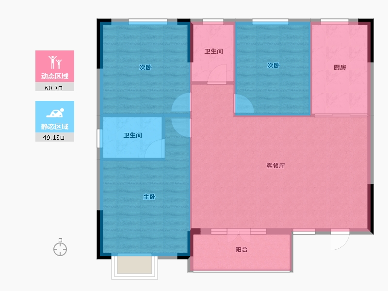 湖北省-宜昌市-华强·凤凰城-100.67-户型库-动静分区