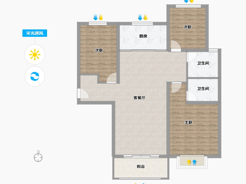 河南省-商丘市-君鹏·江山一品-103.77-户型库-采光通风