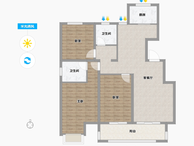 河北省-廊坊市-荣盛·花语璟园-115.20-户型库-采光通风