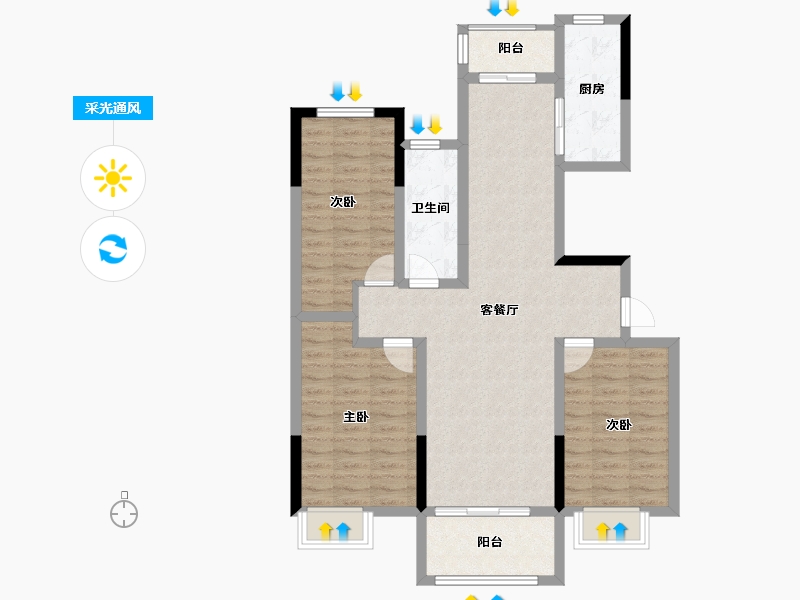 河南省-开封市-杞县建业·花园里-92.00-户型库-采光通风