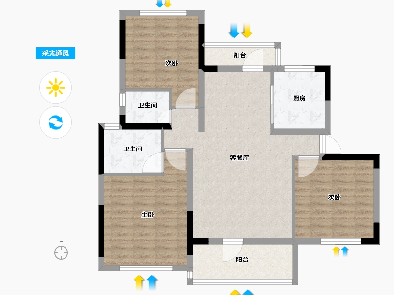 湖北省-咸宁市-鹏成·翰林府-92.16-户型库-采光通风