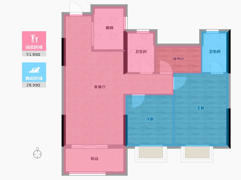 浙江省-杭州市-中天雅境-72.59-户型库-动静分区