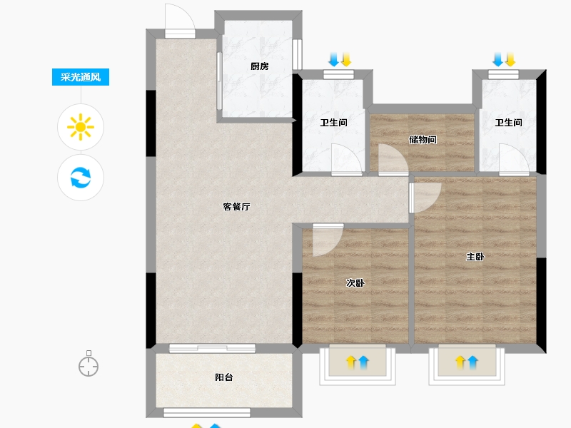 浙江省-杭州市-中天雅境-72.59-户型库-采光通风