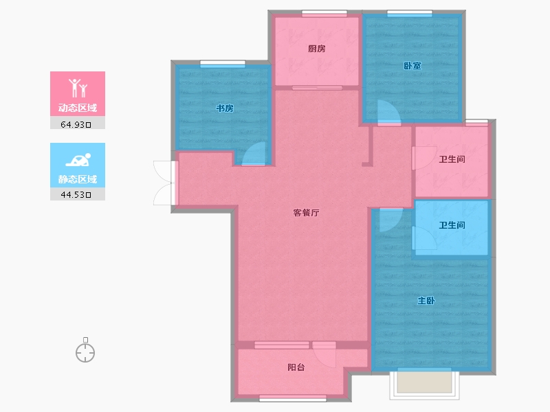 河北省-衡水市-桃城壹号-98.33-户型库-动静分区