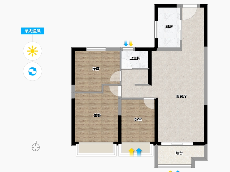 江苏省-宿迁市-泗洪碧桂园·泗州府-84.00-户型库-采光通风