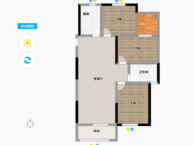 山东省-莱芜市-兴宇凤栖台-97.14-户型库-采光通风