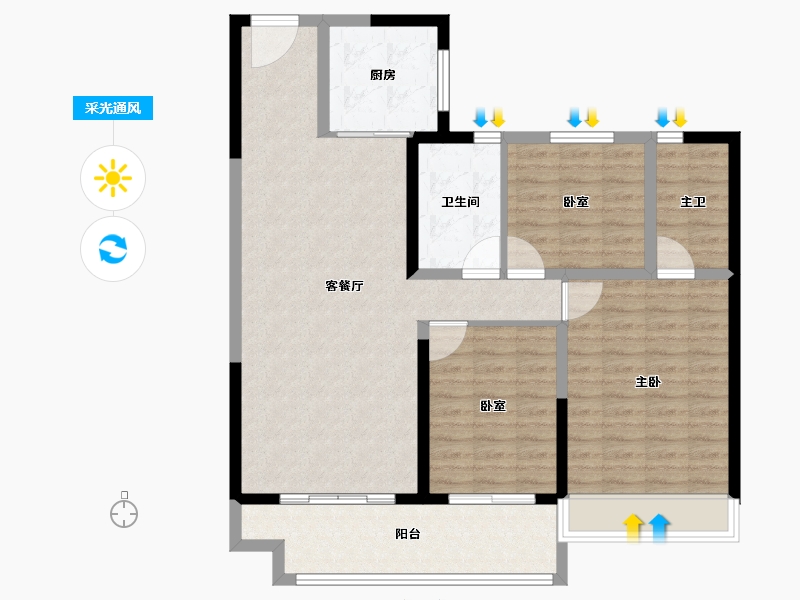 江苏省-宿迁市-泗洪碧桂园·泗州府-101.60-户型库-采光通风